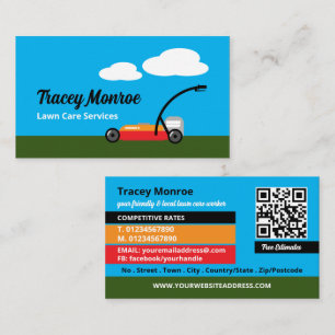 Lawn-Mower Scene, Lawn Mowing Services Business Card