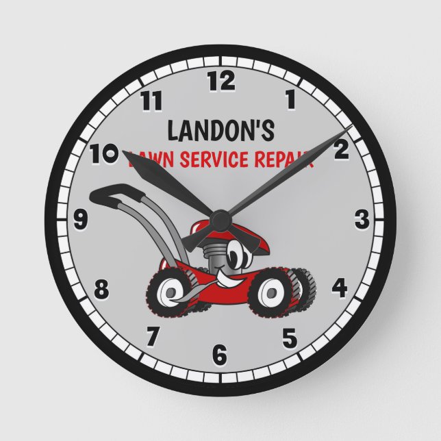 Lawn Mower Small Engine Repair Round Clock (Front)