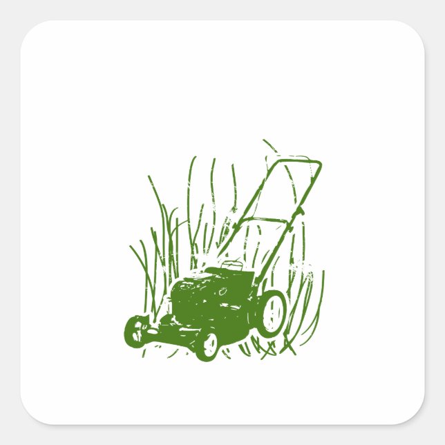 Lawn Mower Square Sticker (Front)