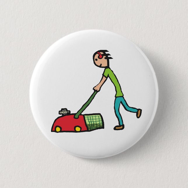 Lawn Mowing 6 Cm Round Badge (Front)