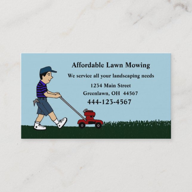 Lawn Mowing and Landscaping Business Card (Front)