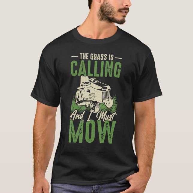   Lawn Mowing Boys Kids Lawn Mower Farm Gardening T-Shirt (Front)