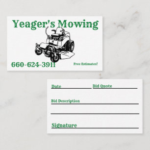 Lawn Mowing Business Cards
