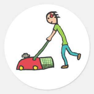 Lawn Mowing Classic Round Sticker