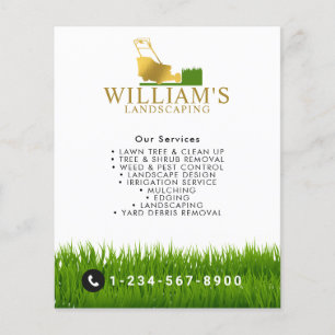 Lawn Mowing Cutting Services, Gold Lawn Care Logo Flyer