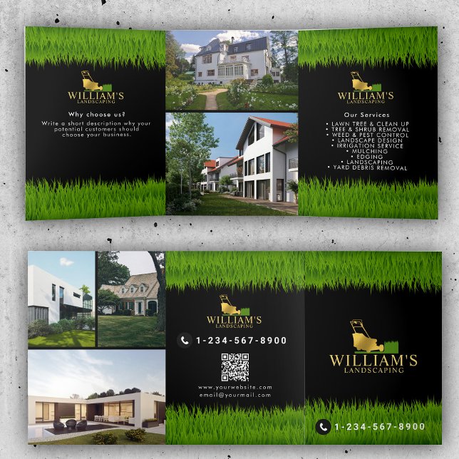 Lawn Mowing Cutting Services Lawn 3 Gold Brochure (Lawn Mowing Cutting Services Lawn Care Brochure)