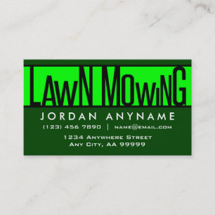 Lawn Mowing Funky Text Business Card