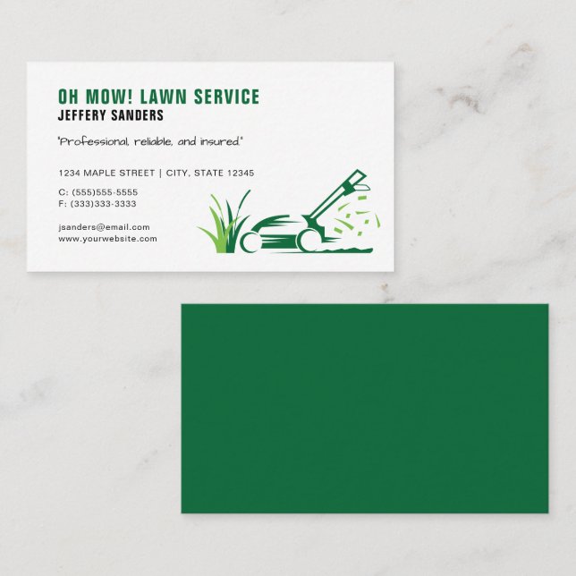 Lawn Mowing Grass Cutting Business Card (Front/Back)