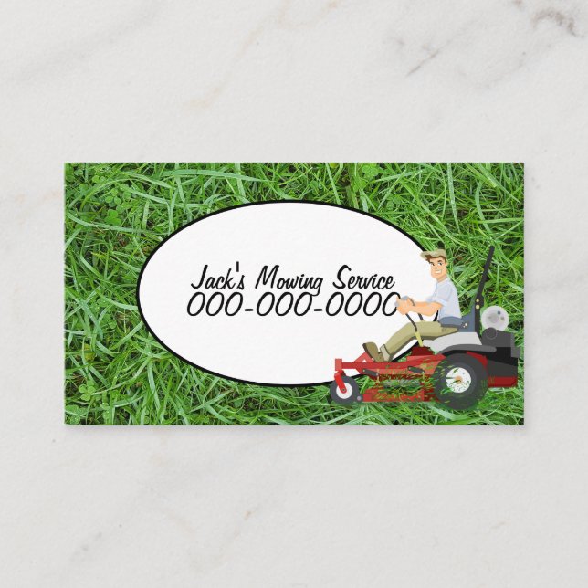 Lawn Mowing Landscape Service Business Card (Front)