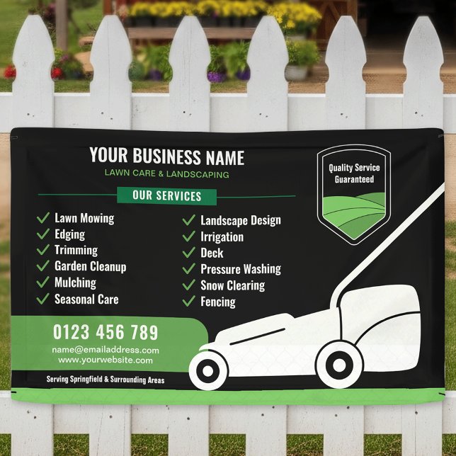Lawn Mowing & Landscaping Business Marketing Banner (Lawn Mowing & Landscaping Business Marketing Banner in black and green)