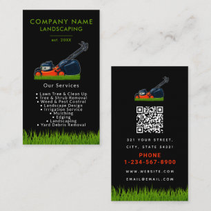 Lawn Mowing Landscaping Garden Lawn Care Black Business Card