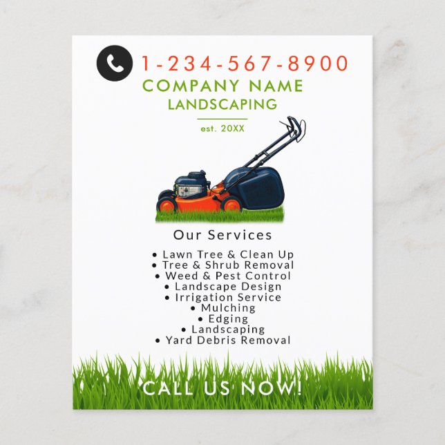 Lawn Mowing Landscaping Garden Lawn Care Modern Flyer (Front)