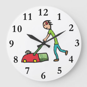 Lawn Mowing Large Clock