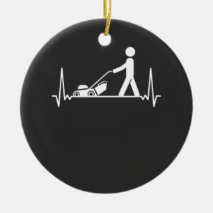 Lawn Mowing Lawn Care Heartbeat Ceramic Ornament
