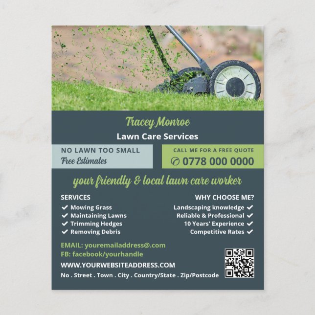 Lawn-Mowing Scene, Lawn Care Services Flyer (Front)