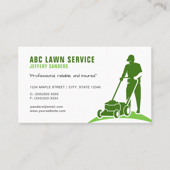 Lawn Mowing Service Business Card (Front)