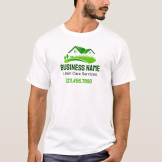 Lawn Mowing Service Green White Logo T-Shirt