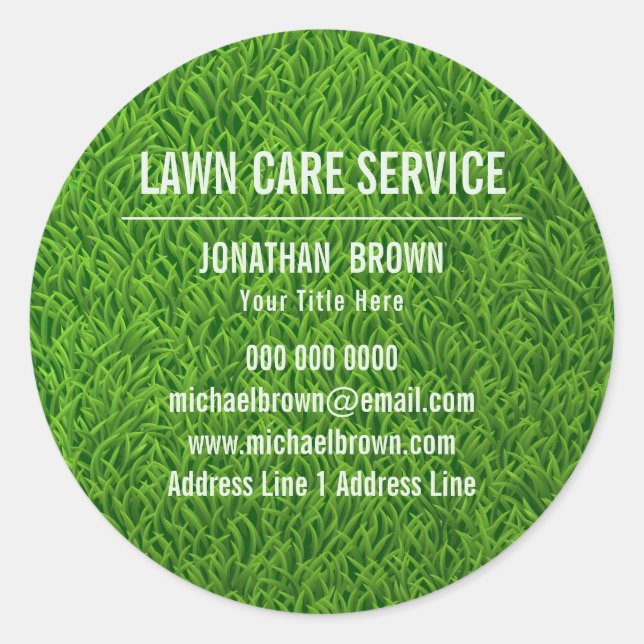 Lawn service garden mowing grass classic round sticker (Front)