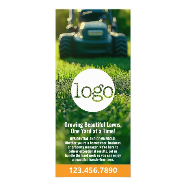 Lawn Services - Mowing, Edging Landscaping Logo Rack Card (Front)