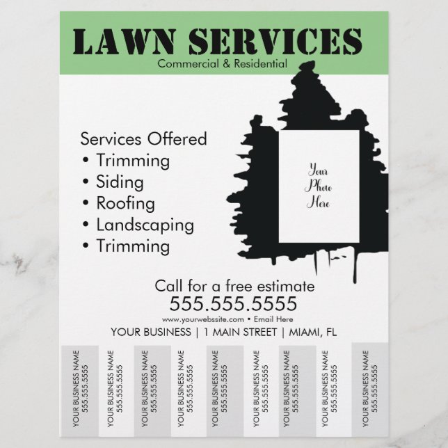 Lawn Services Tree Template Photo Tear Off Flyer (Front)