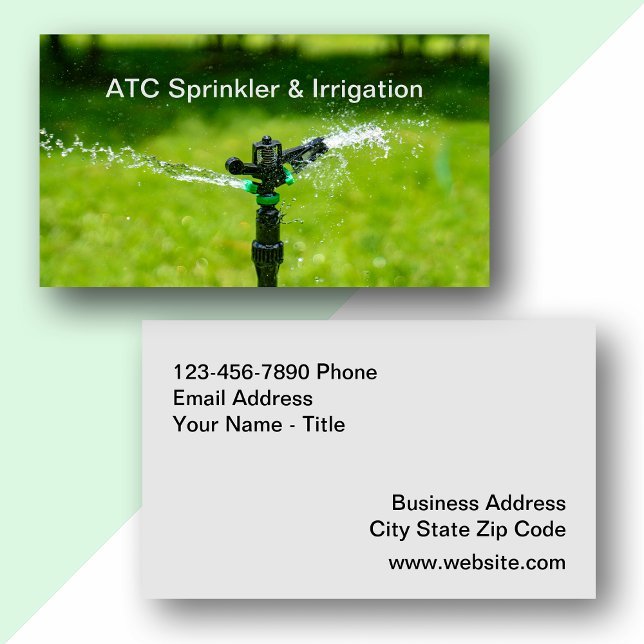 Lawn Sprinkler And Irrigation Services Business Card (Creator Uploaded)