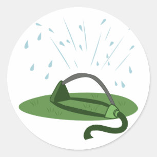 Lawn Sprinkler Classic Round Sticker