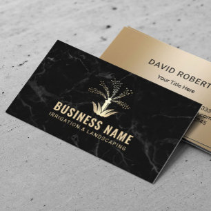 Lawn Sprinkler Irrigation Landscaping Black Marble Business Card