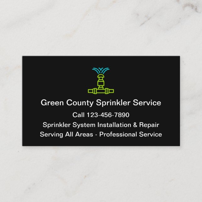 Lawn Sprinkler Service And Systems Business Card (Front)