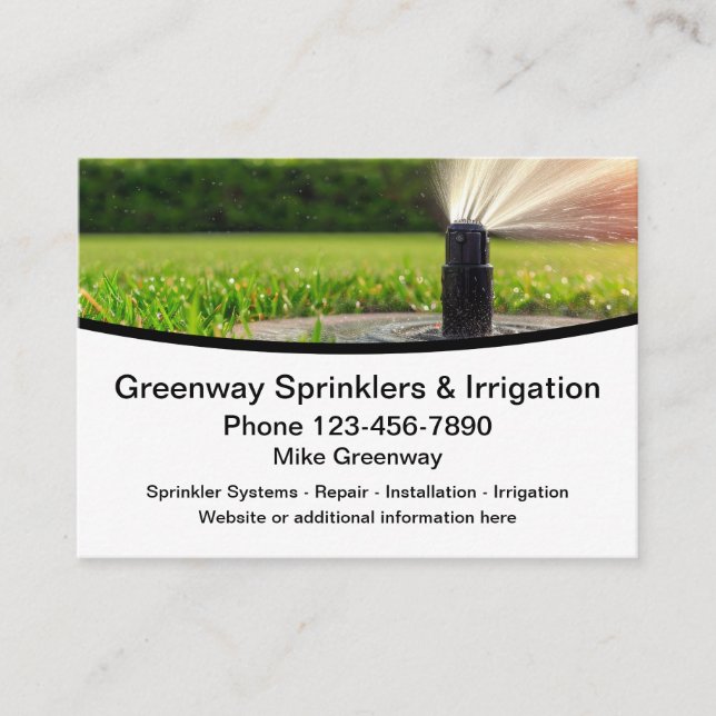 Lawn Sprinklers And Irrigation Business Cards (Front)