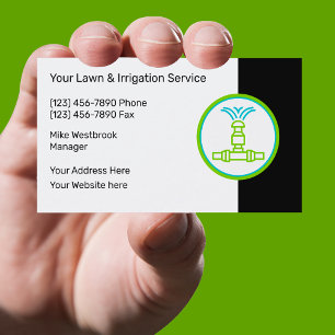 Lawn Sprinklers And Irrigation Services Business Card