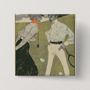 Lawn Tennis 15 Cm Square Badge