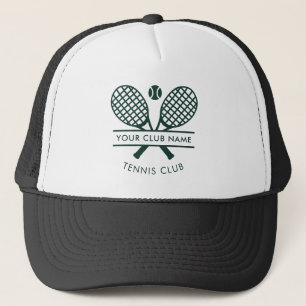 Lawn Tennis Club Name Rackets Motif Green Trucker Hat