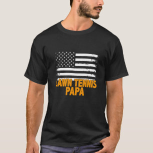 Lawn Tennis Papa American Flag Father's Day Men's T-Shirt