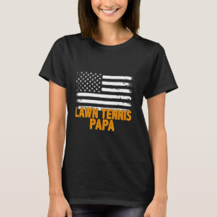 LAWN TENNIS PAPA Sports Dad Player Coach USA Flag T-Shirt