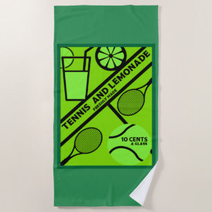 Lawn Tennis Player Graphic Art Beach Towel