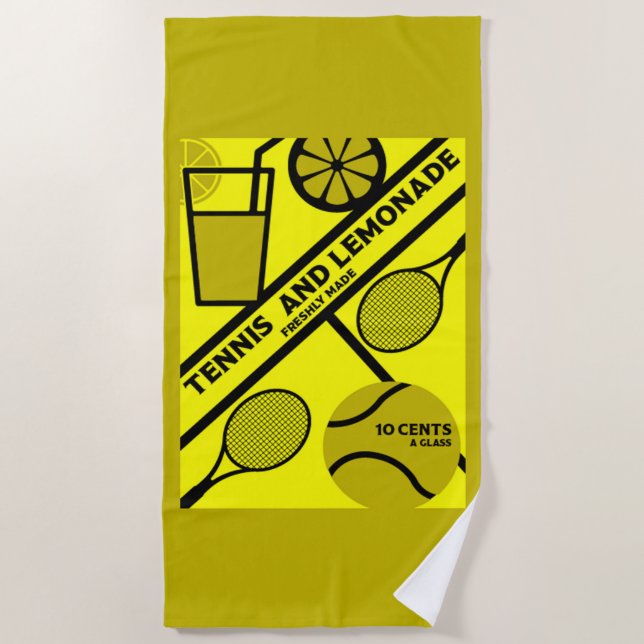 Lawn Tennis Player Graphic Art    Beach Towel (Front)