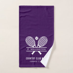 Lawn Tennis Team and Country Club Name Purple Hand Towel