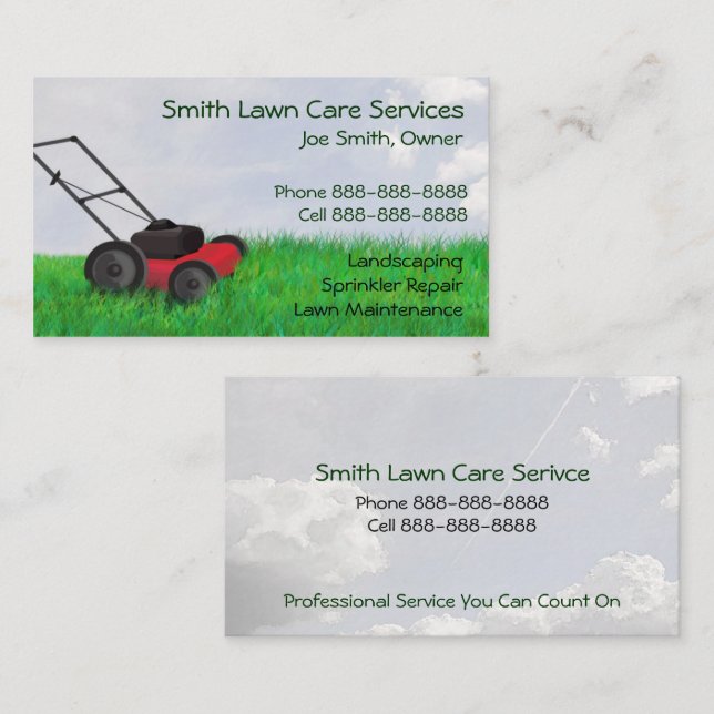 Lawn Yard Maintenance Servies Business Card (Front/Back)