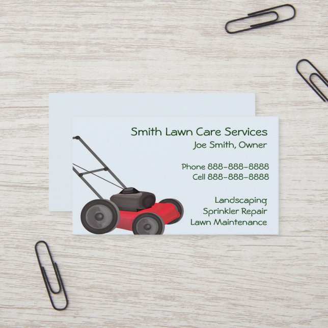 Lawn Yard Maintenance Servies Business Card (Front/Back In Situ)