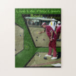 Lawnbowlers Playing Lawn Bowls, Jigsaw Puzzle<br><div class="desc">Featured are Lawn Bowlers playing a game of Lawnbowls</div>
