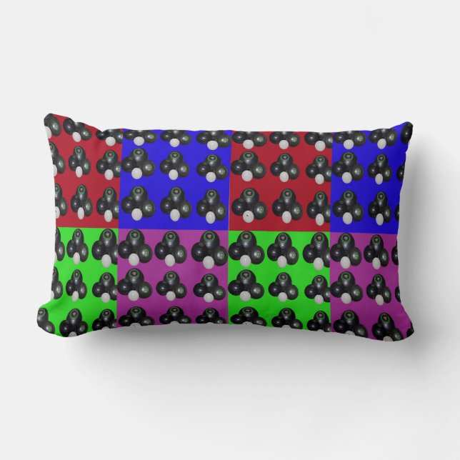 Lawnbowls Colours Patchwork Pattern, Lumbar Cushion (Front)