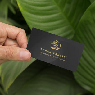 Lawncare & Landscaping Gold Tree Logo Business Card