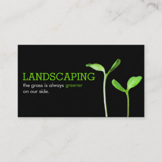 Lawncare Landscaping Lawn green sprouts black Business Card