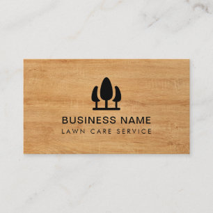Lawncare Logo Rustic Wood Business Card