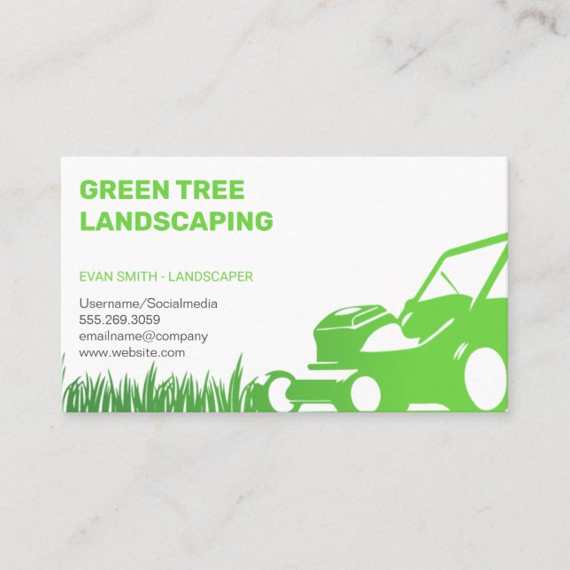 Lawnmower and Grass | Landscaping  Business Card (Front)