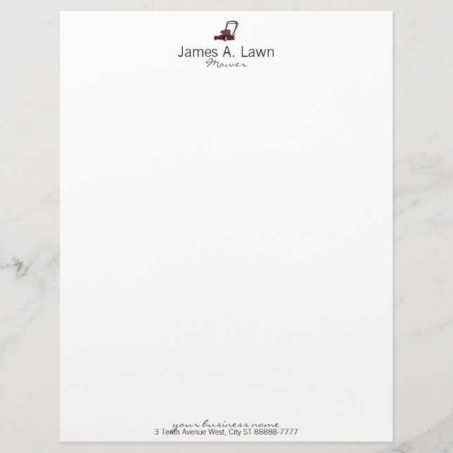 Lawnmower Personalised Letterhead (Front)