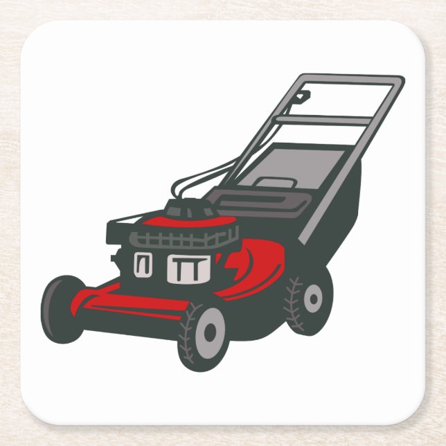 Lawnmower Square Paper Coaster (Front)