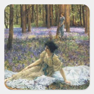 Lawrence Alma Tadema Bluebells Square Sticker