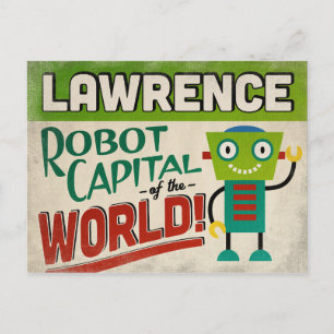 Lawrence Kansas Robot - Funny Vintage Postcard