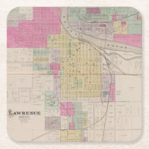 Lawrence, Kansas Square Paper Coaster